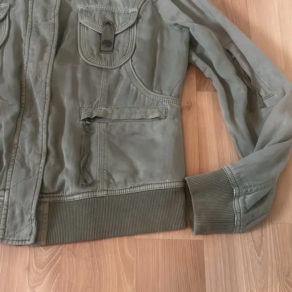 Olive Green Women's Bomber Jacket - Picture 8 of 16